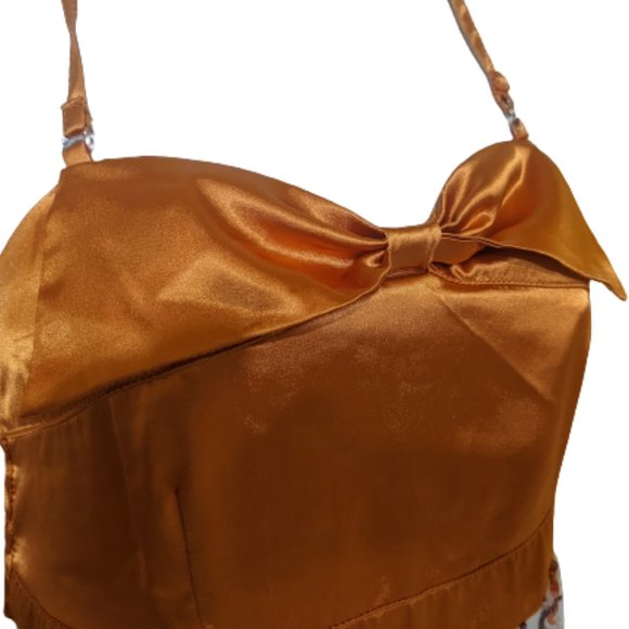 VINTAGE Orange White Summer Dress Size Medium - Picture 4 of 7